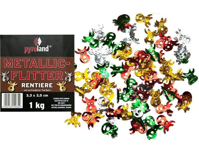 Metallic Flitter – Rentiere verschiedene Farben 1kg (Pappschachtel) by Intermedia
