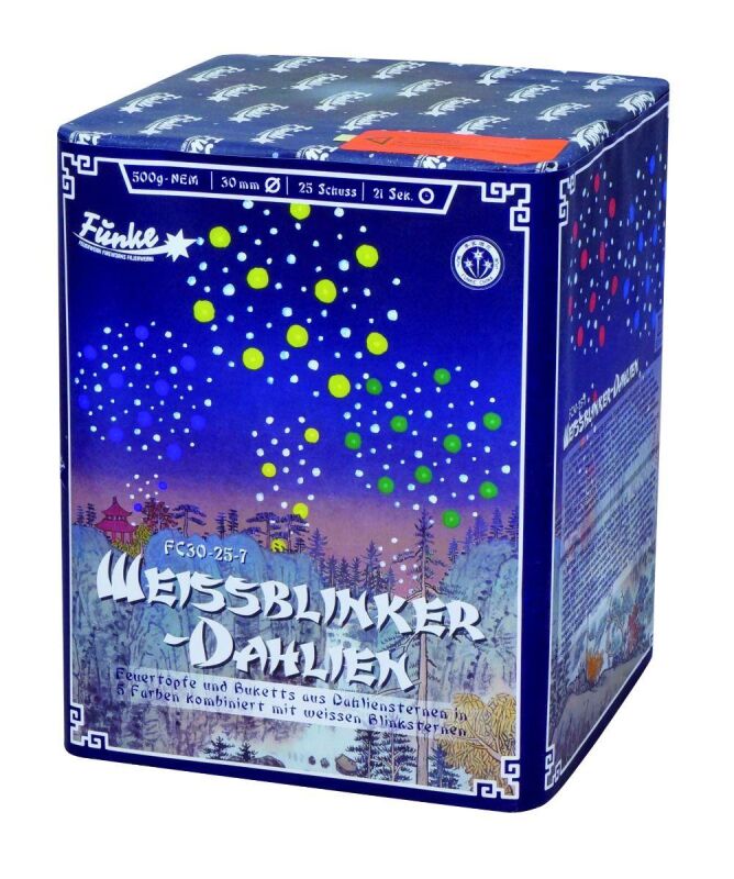 Jetzt Weissblinker-Dahlien-25-Schuss-Feuerwerk-Batterie ab 37.49€ bestellen