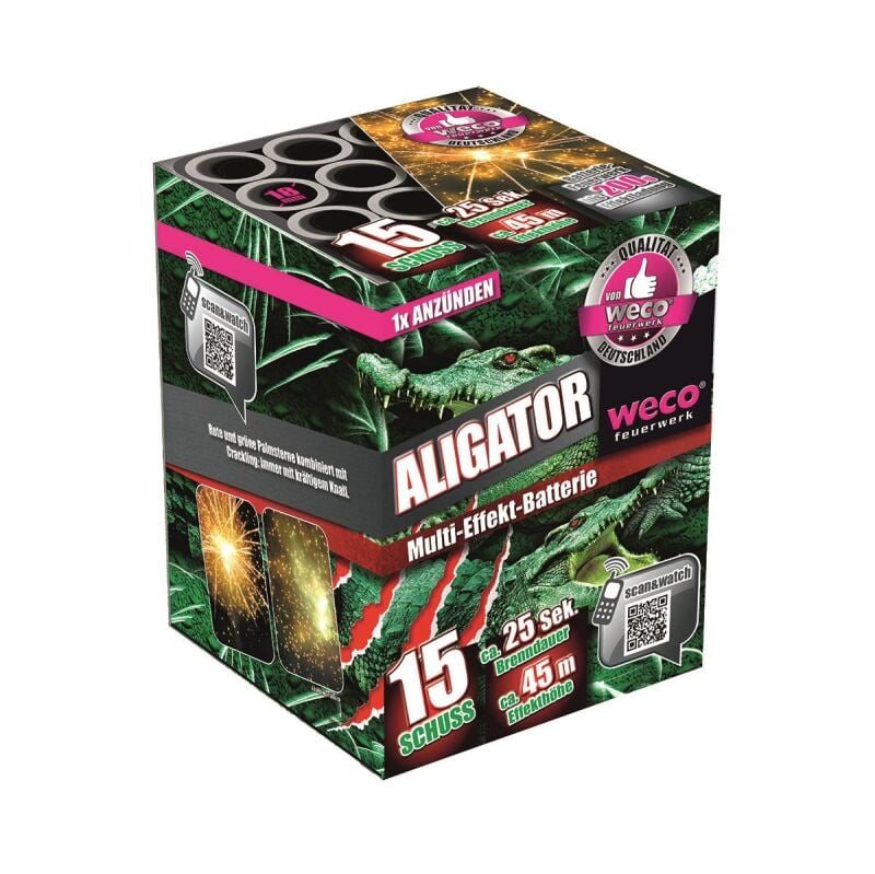 Jetzt Aligator 15-Schuss-Feuerwerk-Batterie ab 5.99€ bestellen