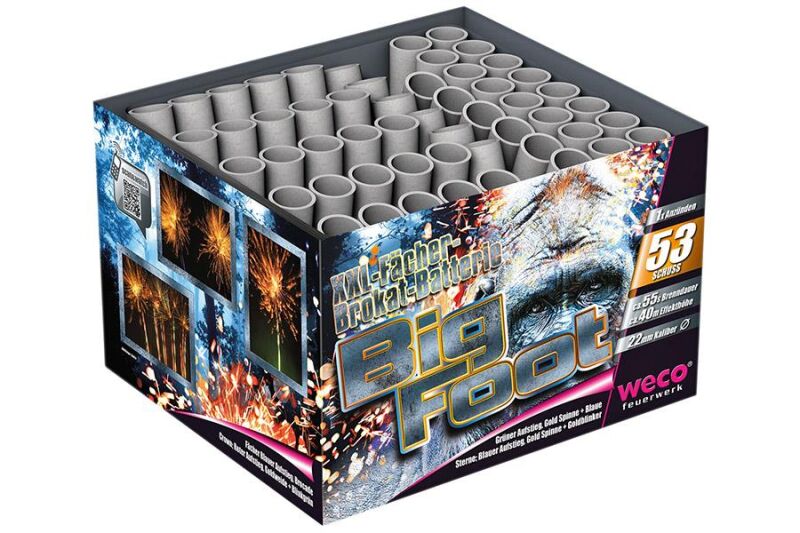Jetzt Bigfoot 53-Schuss-Feuerwerk-Batterie ab 49.99€ bestellen