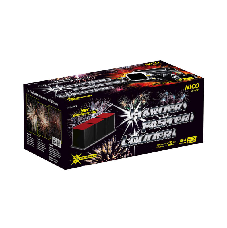 Jetzt Harder! Faster! Louder! 120-Schuss-Feuerwerkverbund ab 169.99€ bestellen