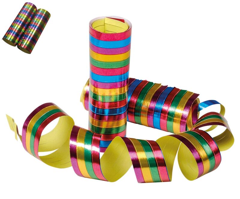 Luftschlangen „metallic-bunt-gestreift“ 2er Pack by Intermedia