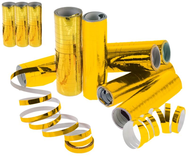 Luftschlangen „metallic-gold“ 3er Pack by Intermedia