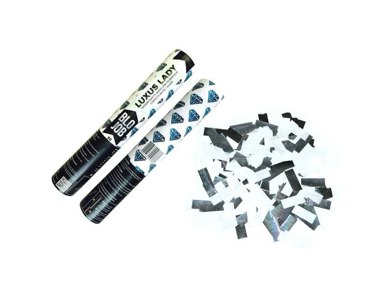 Jetzt Luxuslady 30cm Papierflitter weiß & Metallicflitter silber ab 3.59€ bestellen