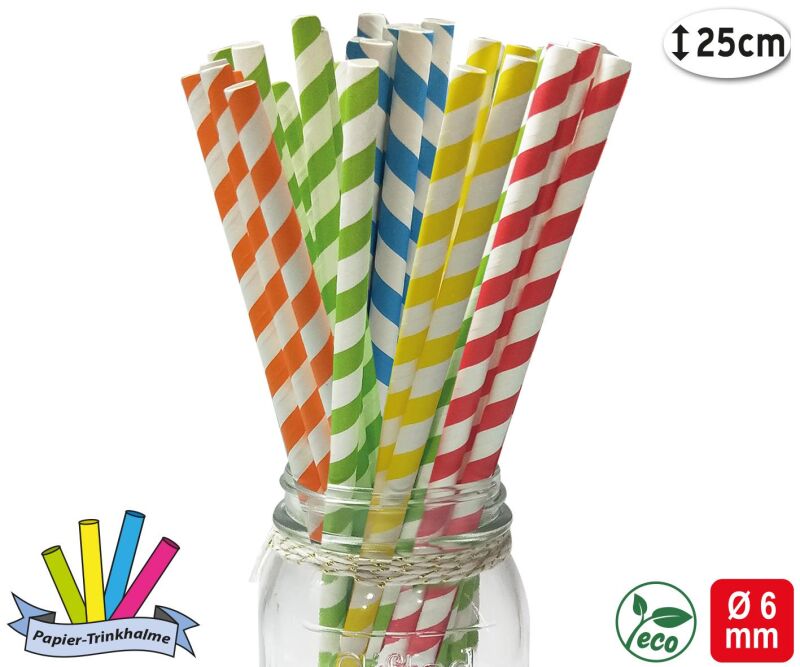 Jetzt Papier-Trinkhalme, gestreift 25er Pack ab 1.59€ bestellen