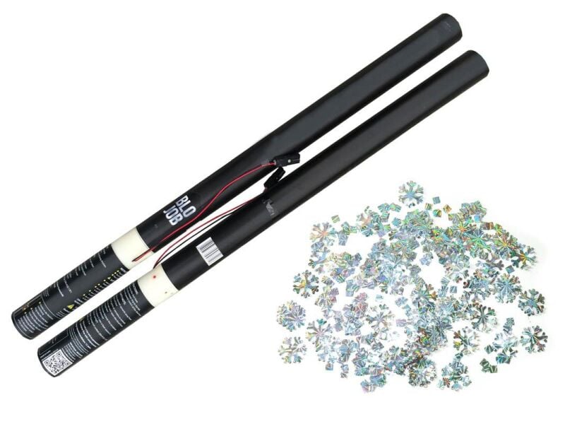 Jetzt Schlawine 80cm elektrisch (Black Label) Metallicflitter Silber mit Lasereffekt Schneeflocken & Eiskristalle ab 11.04€ bestellen