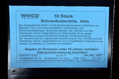 Jetzt Weco Bühnenfunkenblitz klein, 10 Stk ab 89.99€ bestellen