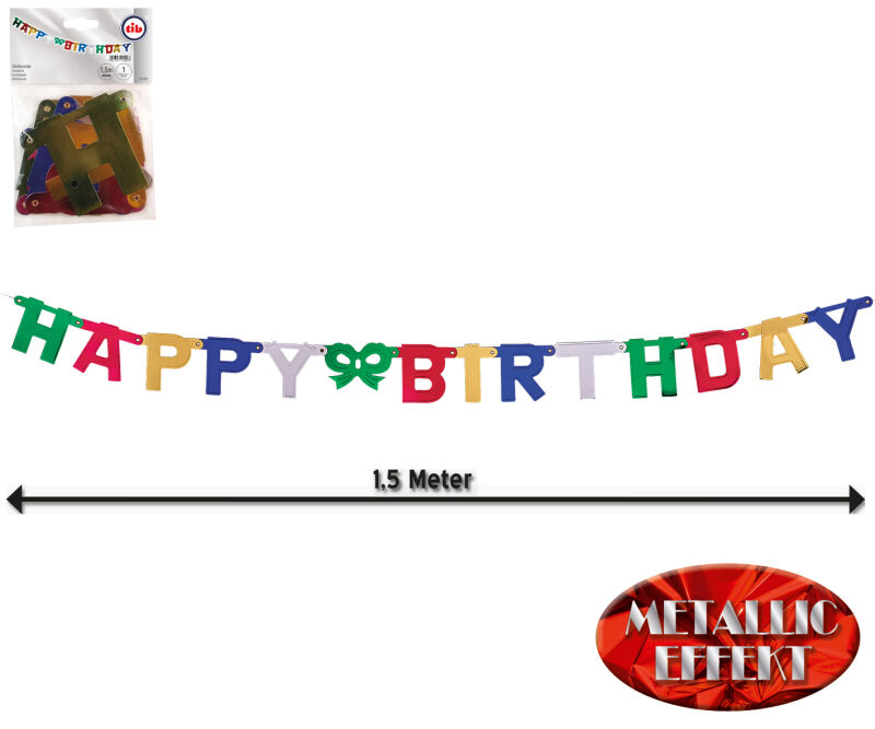 Jetzt Buchstaben-Girlande, „Happy Birthday“ ab 1.79€ bestellen