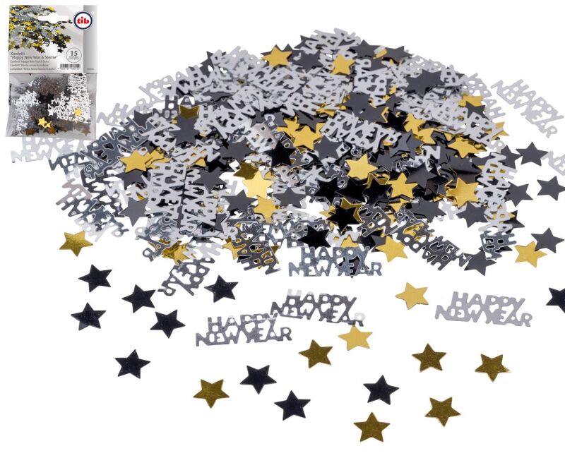 Jetzt Deko-Konfetti „Happy New Year & Sterne