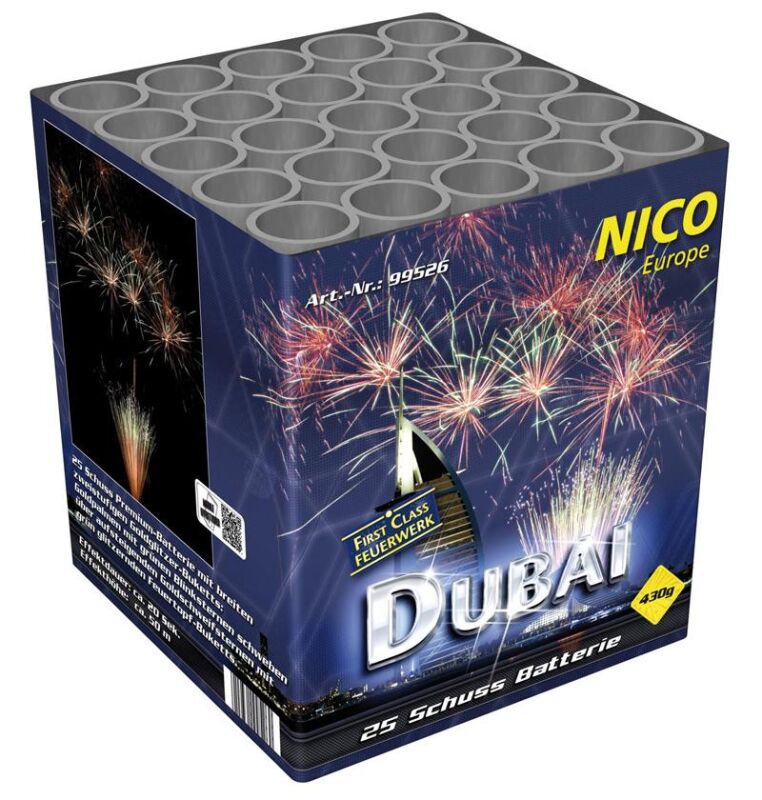 Jetzt Dubai 25-Schuss-Feuerwerk-Batterie ab 29.99€ bestellen