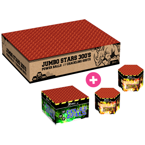 Jetzt Jumbo Stars Display Box 300-Schuss-Feuerwerkverbund + 3 Batterien Extra ab 149.99€ bestellen