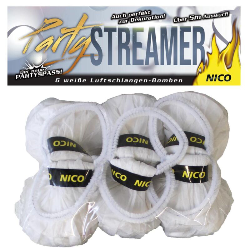 Jetzt Luftschlangenbälle-weiß 6er-Beutel ab 6.99€ bestellen