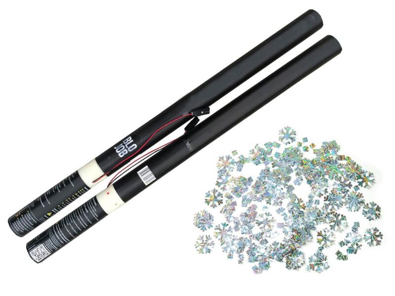 Jetzt Schlawine 80cm elektrisch (Black Label) Metallicflitter Silber mit Lasereffekt Schneeflocken & Eiskristalle ab 11.04€ bestellen