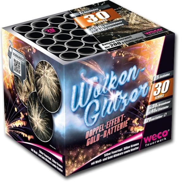 Jetzt Wolkenglitzer 30-Schuss-Feuerwerk-Batterie ab 16.99€ bestellen
