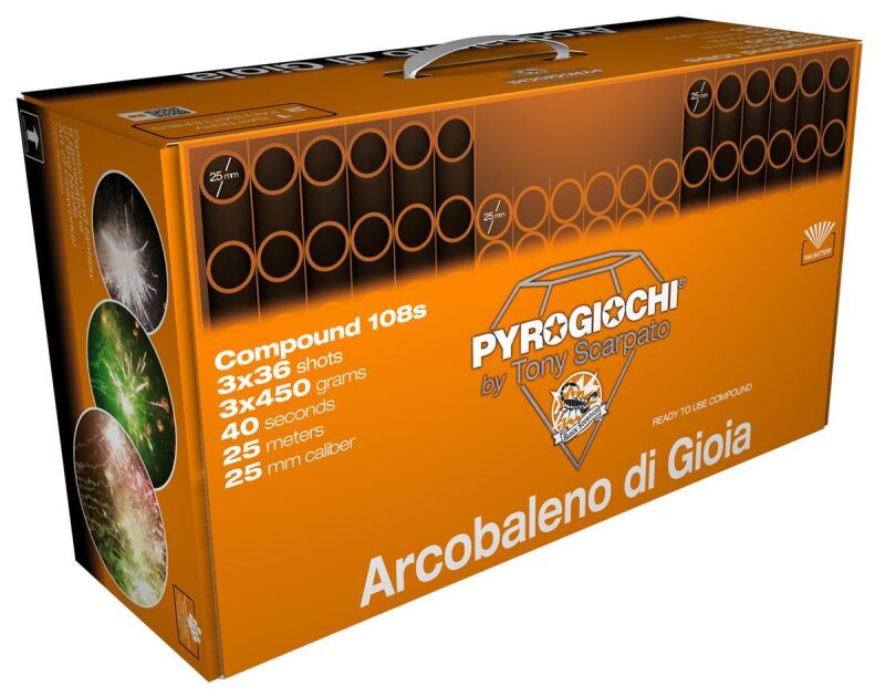 Jetzt Arcobaleno Di Gioia 108-Schuss-Feuerwerk-Verbund ab 129.99€ bestellen