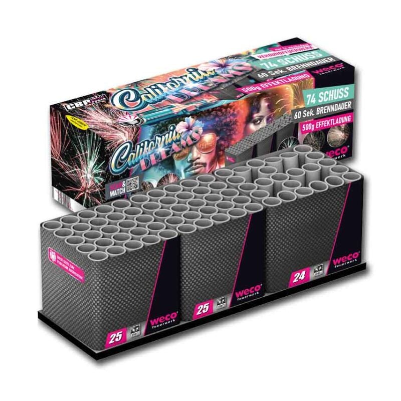 Jetzt California Dreams 74-Schuss-Feuerwerk-Batterie ab 45.89€ bestellen
