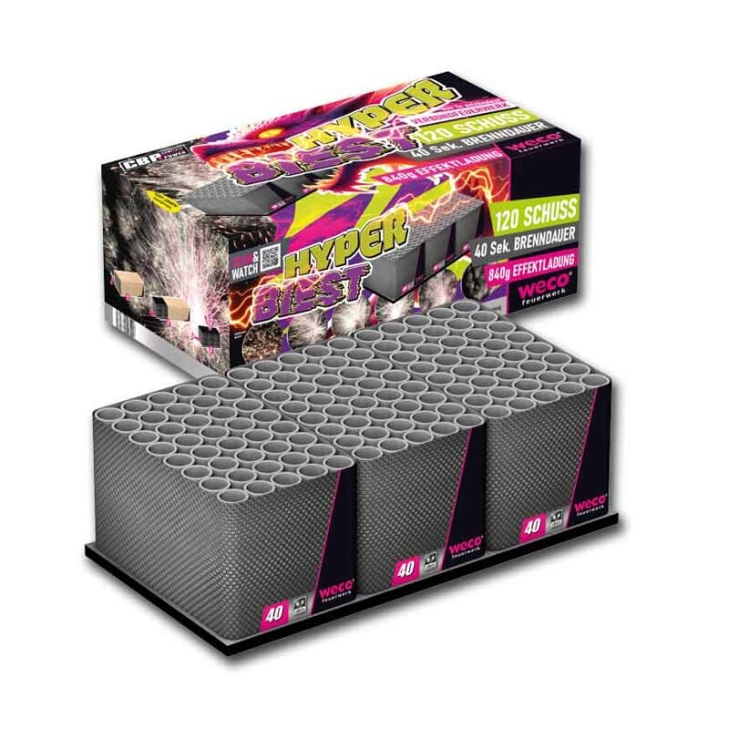 Jetzt Hyper Biest 120-Schuss-Feuerwerkverbund ab 73.09€ bestellen