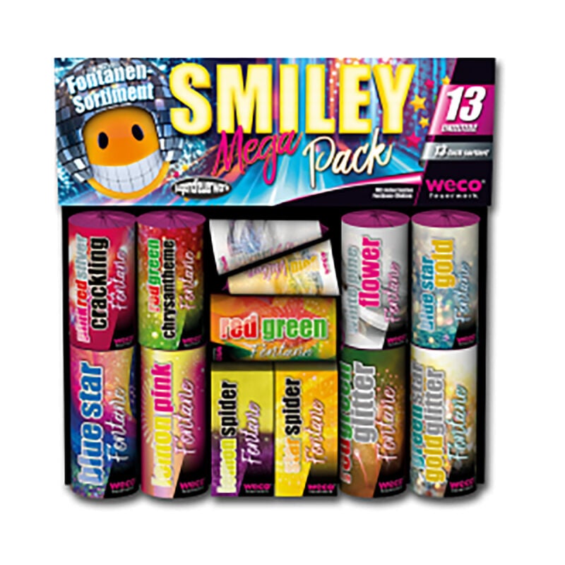 Jetzt Smiley Mega Pack 13-teiliges Fontänen-Sortiment ab 16.99€ bestellen